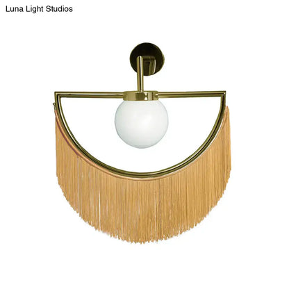 Modern matte white glass wall light – bedroom tassel sconce