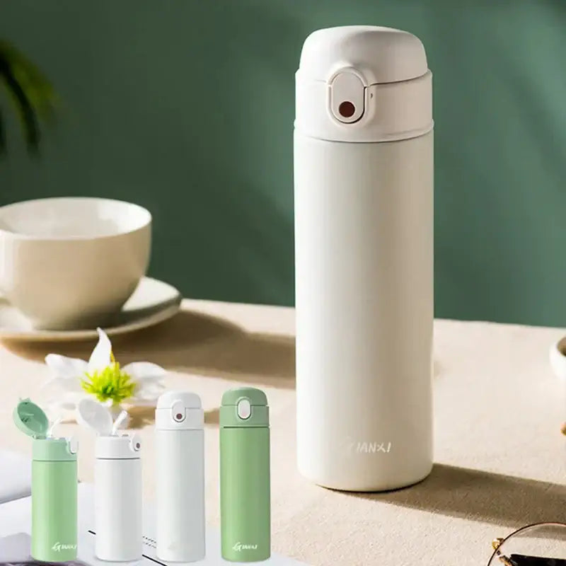 Modern matte white & mint green stainless steel thermos bottle kitchen