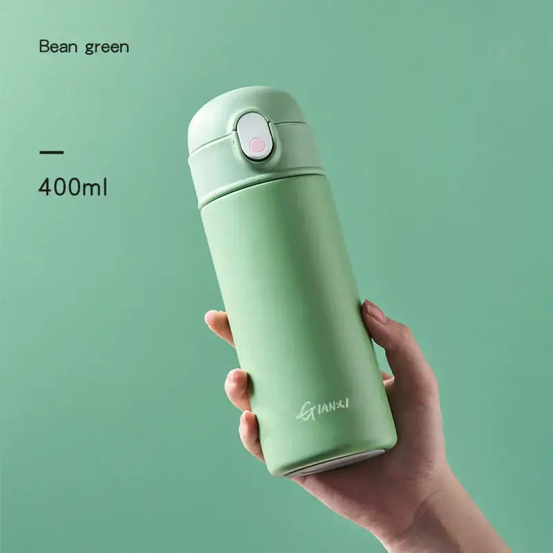 Modern matte white & mint green stainless steel thermos bottle kitchen