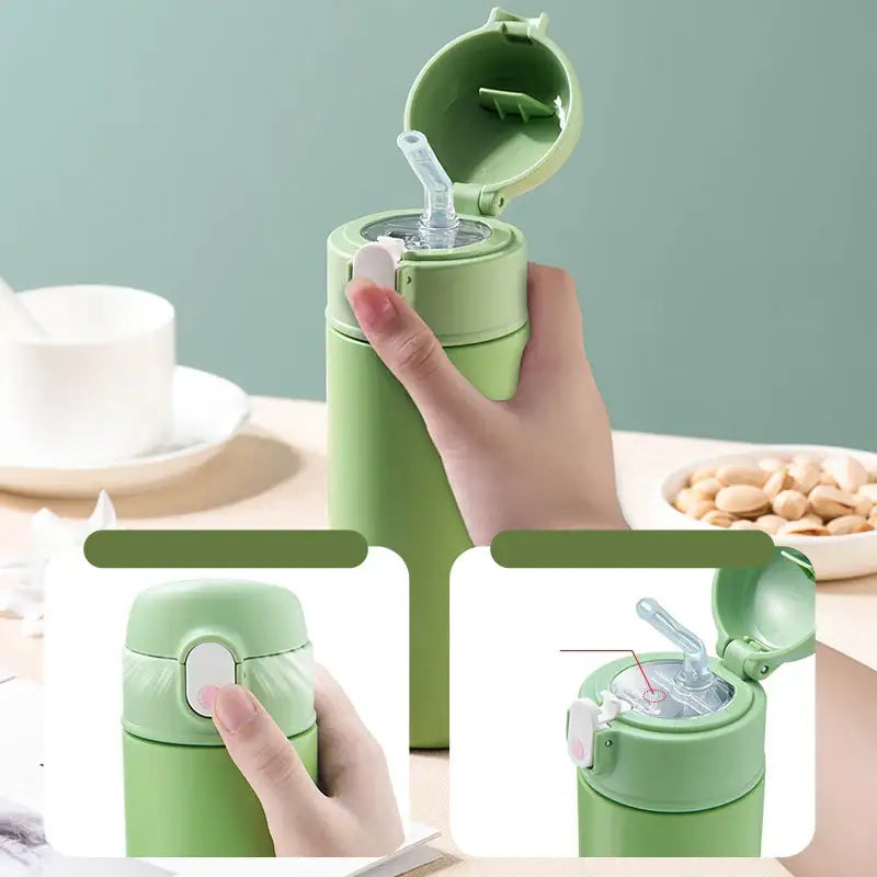 Modern matte white & mint green stainless steel thermos bottle kitchen