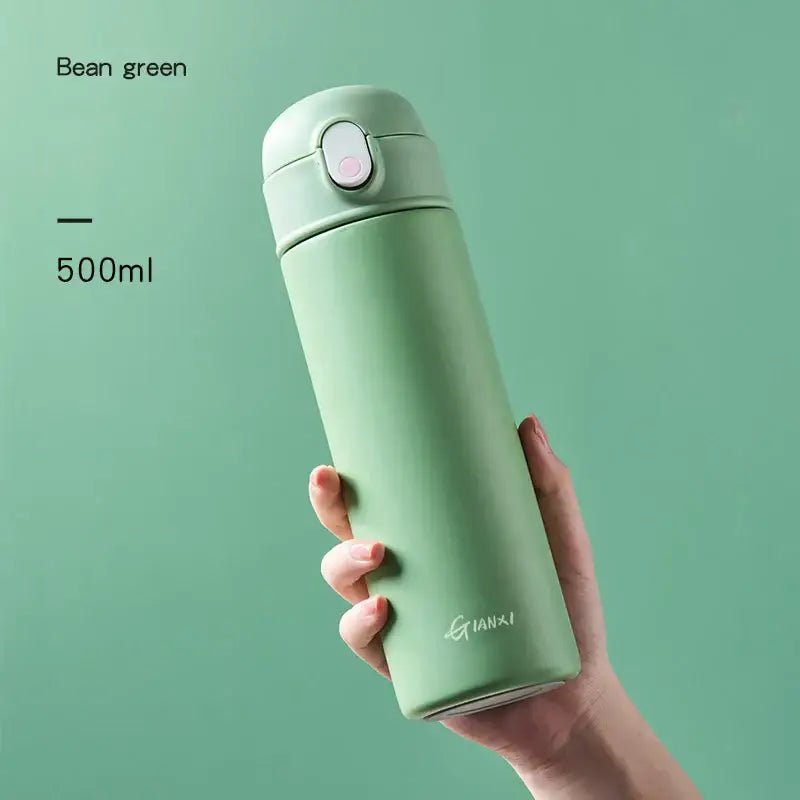 Modern matte white & mint green stainless steel thermos bottle kitchen