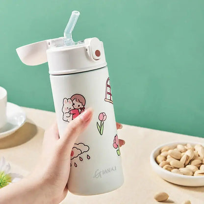 Modern matte white & mint green stainless steel thermos bottle kitchen