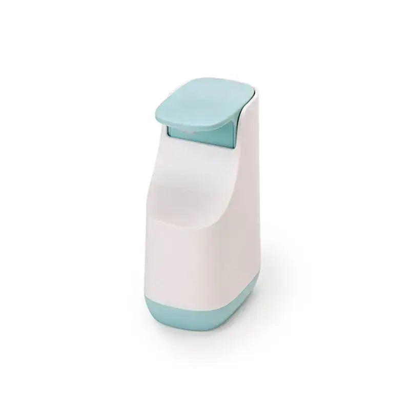 Modern matte white & teal soap pump dispenser kitchen space saving