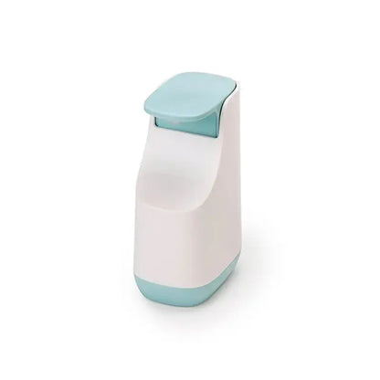 Modern matte white & teal soap pump dispenser kitchen space saving