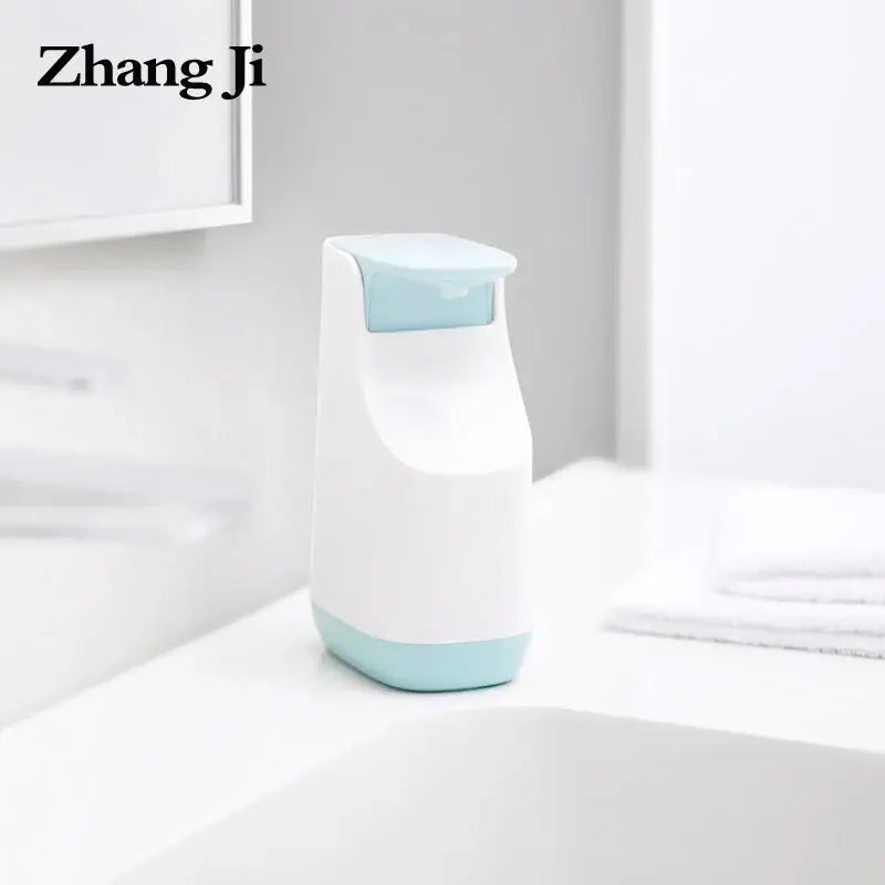 Modern matte white & teal soap pump dispenser kitchen space saving