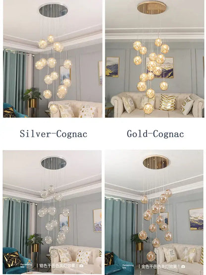 Modern mesh crystal ceiling chandelier living room spherical light