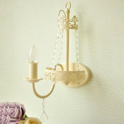 DecorBites™ Modern Metal Bell/Candle Wall Mount Lamp: 1-Light Sconce Fixture with Crystal Bead, Yellow