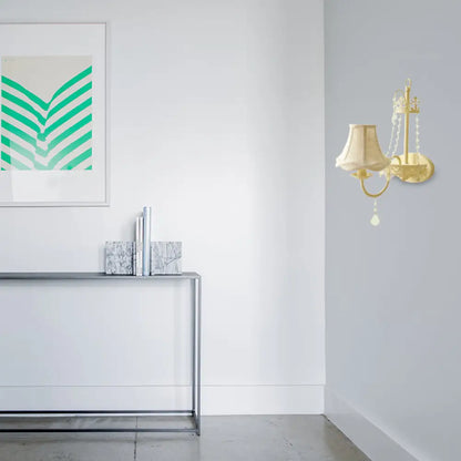 DecorBites™ Modern Metal Bell/Candle Wall Mount Lamp: 1-Light Sconce Fixture with Crystal Bead, Yellow