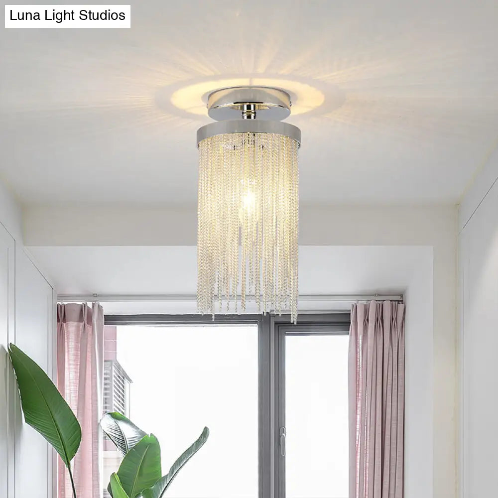 DecorBites™ Modern Metal Chain Semi Flush Mount Lamp - 1 Light Ceiling Fixture for Living Room in Gold/Chrome/Blue