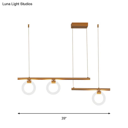 DecorBites™ Modern Metal Chandelier Lamp - Round & Linear Design, LED Gold Hanging Light Kit - 33.5"/39"/47" Wide - Warm/White Light