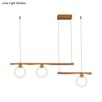 DecorBites™ Modern Metal Chandelier Lamp - Round & Linear Design, LED Gold Hanging Light Kit - 33.5"/39"/47" Wide - Warm/White Light