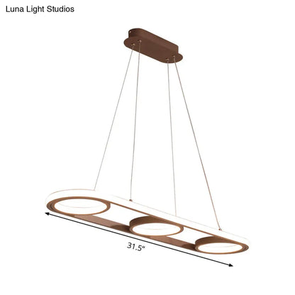 DecorBites™ Modern Metal Coffee LED Pendant Light Fixture - Oval Island Design, Warm/White Light