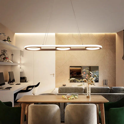 DecorBites™ Modern Metal Coffee LED Pendant Light Fixture - Oval Island Design, Warm/White Light