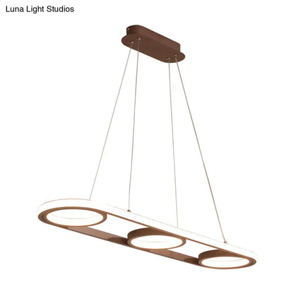 DecorBites™ Modern Metal Coffee LED Pendant Light Fixture - Oval Island Design, Warm/White Light