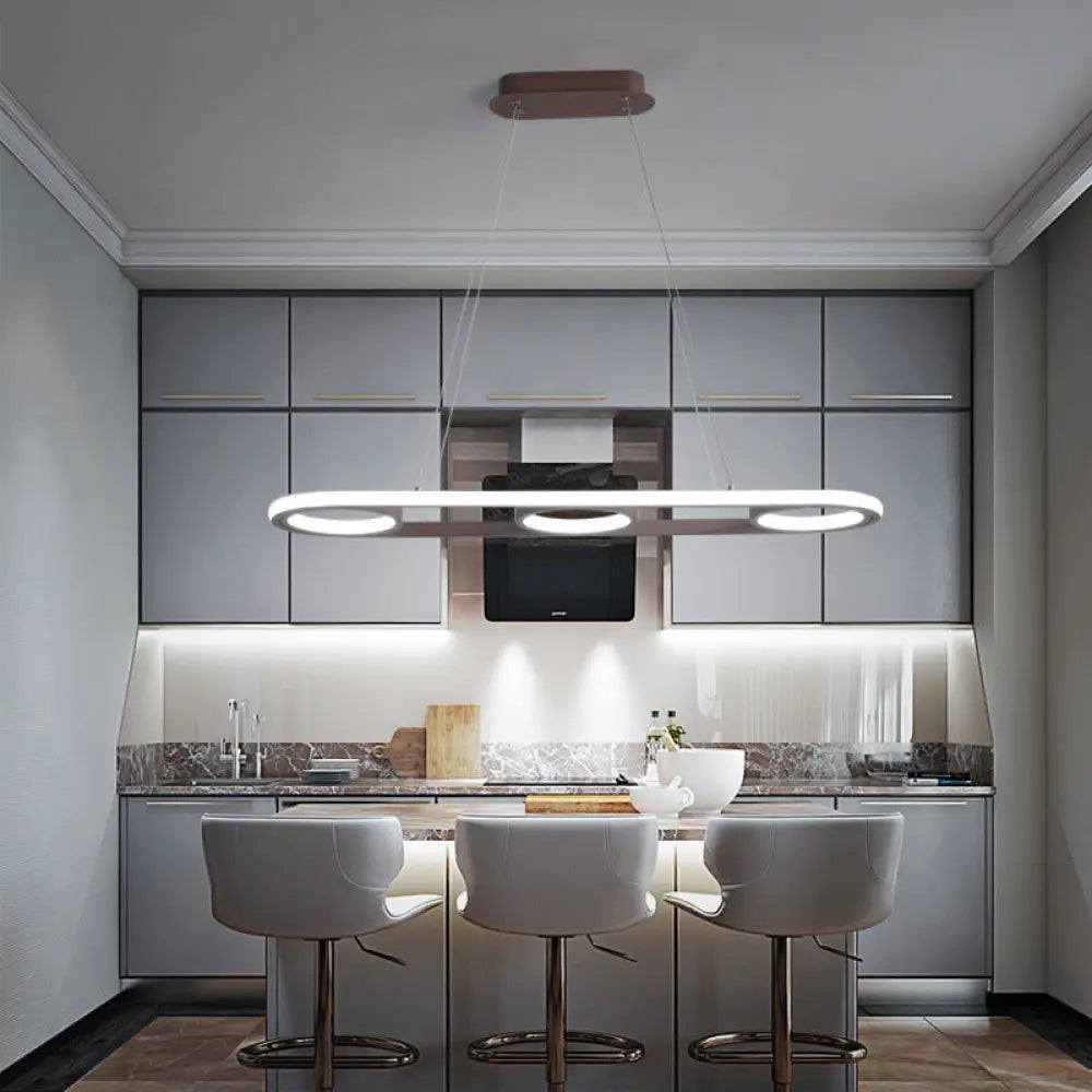 DecorBites™ Modern Metal Coffee LED Pendant Light Fixture - Oval Island Design, Warm/White Light