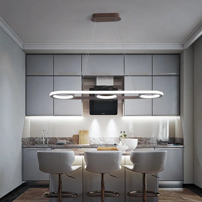 DecorBites™ Modern Metal Coffee LED Pendant Light Fixture - Oval Island Design, Warm/White Light