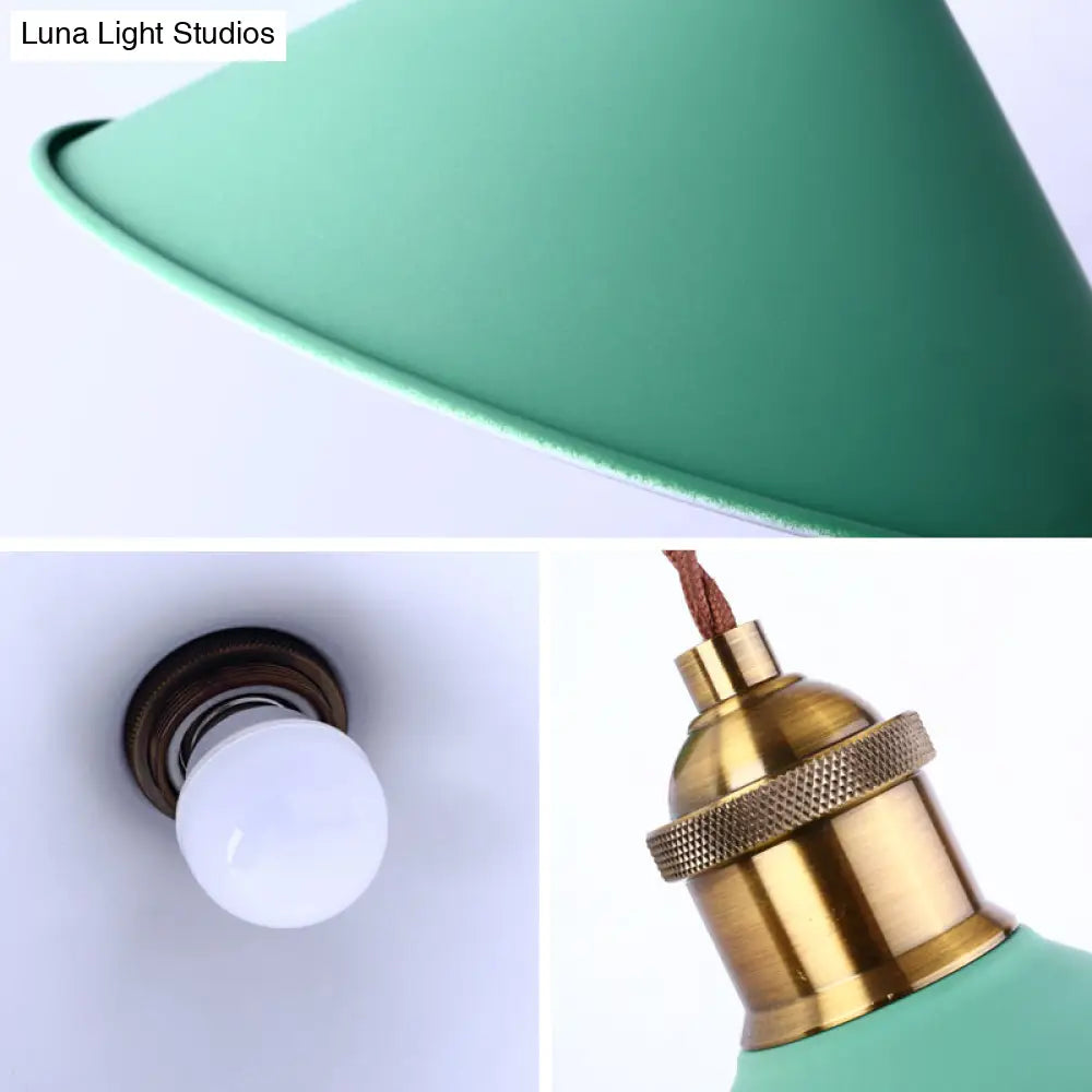 DecorBites™ Modern Metal Cone Wall Light with Straight Arm for Hallway - Gray/Pink/Yellow/Green