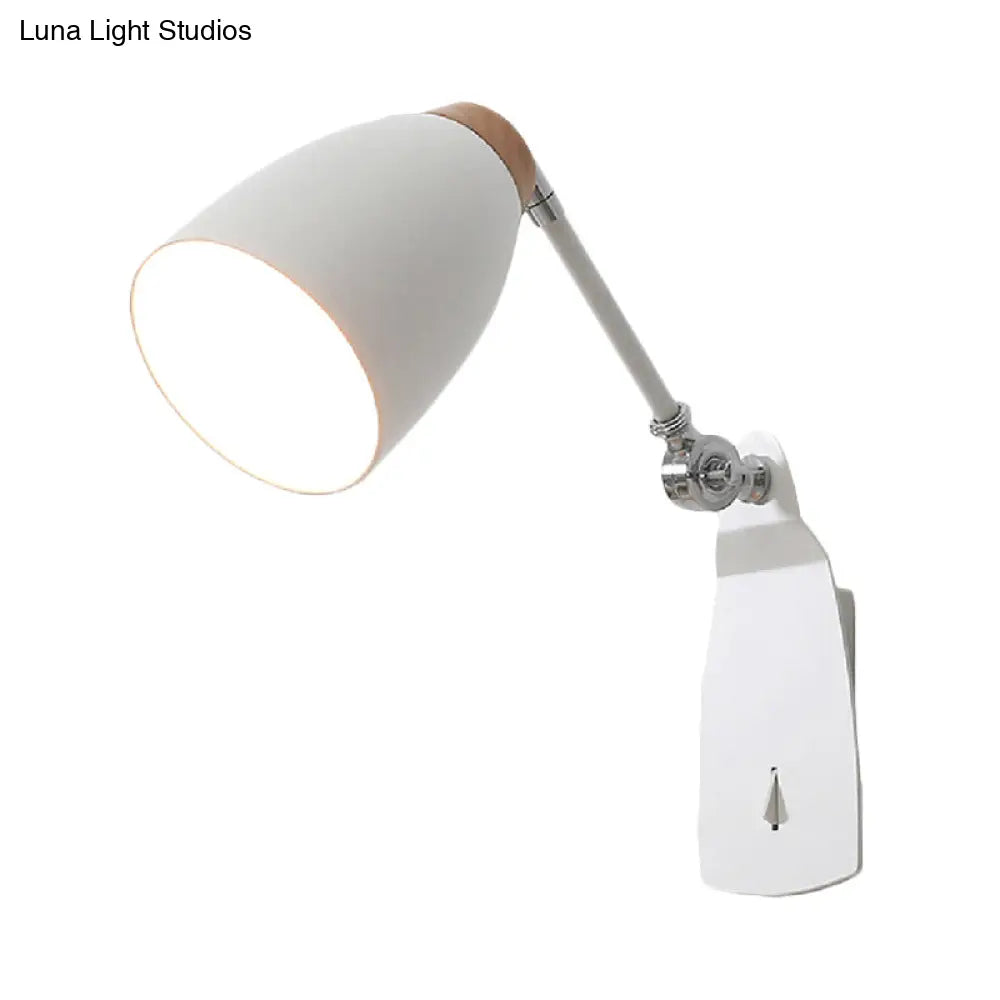 DecorBites™ Modern Metal Cup Wall Mounted Light - Rotatable 1-Light Wall Sconce Lamp, White/Black Finish