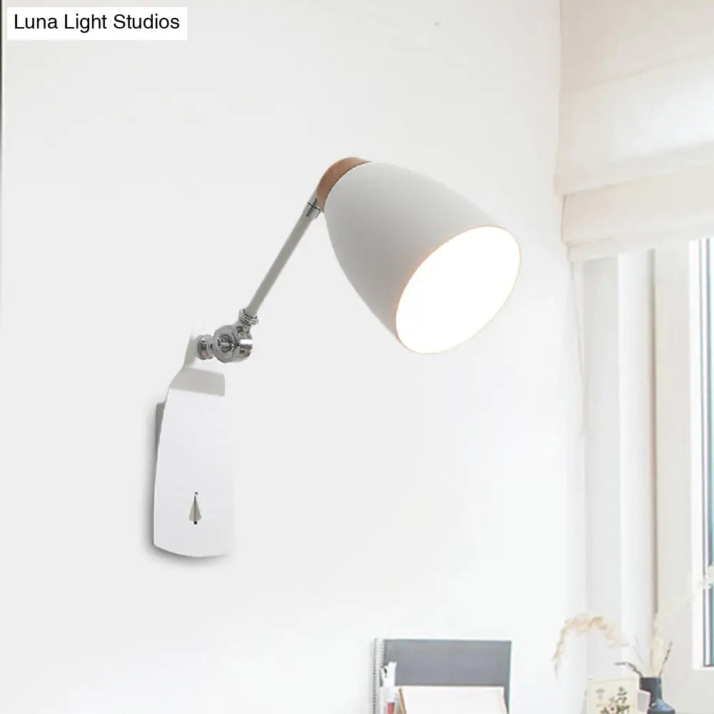 DecorBites™ Modern Metal Cup Wall Mounted Light - Rotatable 1-Light Wall Sconce Lamp, White/Black Finish