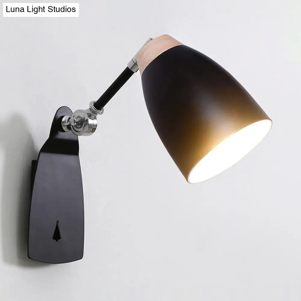 DecorBites™ Modern Metal Cup Wall Mounted Light - Rotatable 1-Light Wall Sconce Lamp, White/Black Finish
