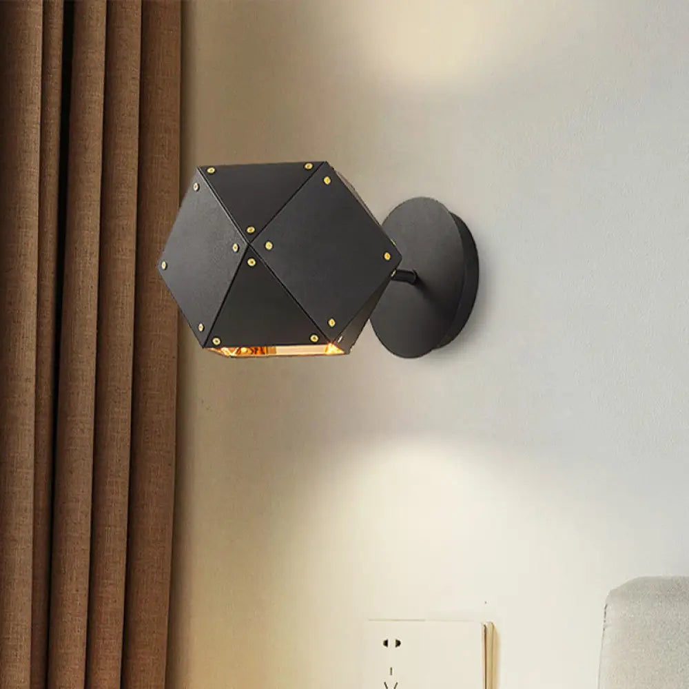 DecorBites™ Modern Metal Geometric Wall Light Sconce - Black 1-Light Fixture for Dining Room