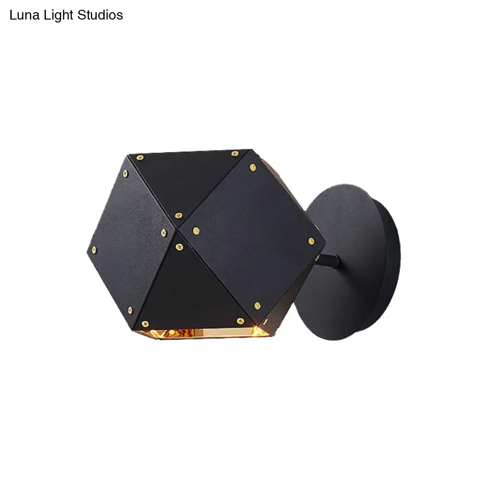 DecorBites™ Modern Metal Geometric Wall Light Sconce - Black 1-Light Fixture for Dining Room