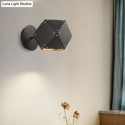 DecorBites™ Modern Metal Geometric Wall Light Sconce - Black 1-Light Fixture for Dining Room