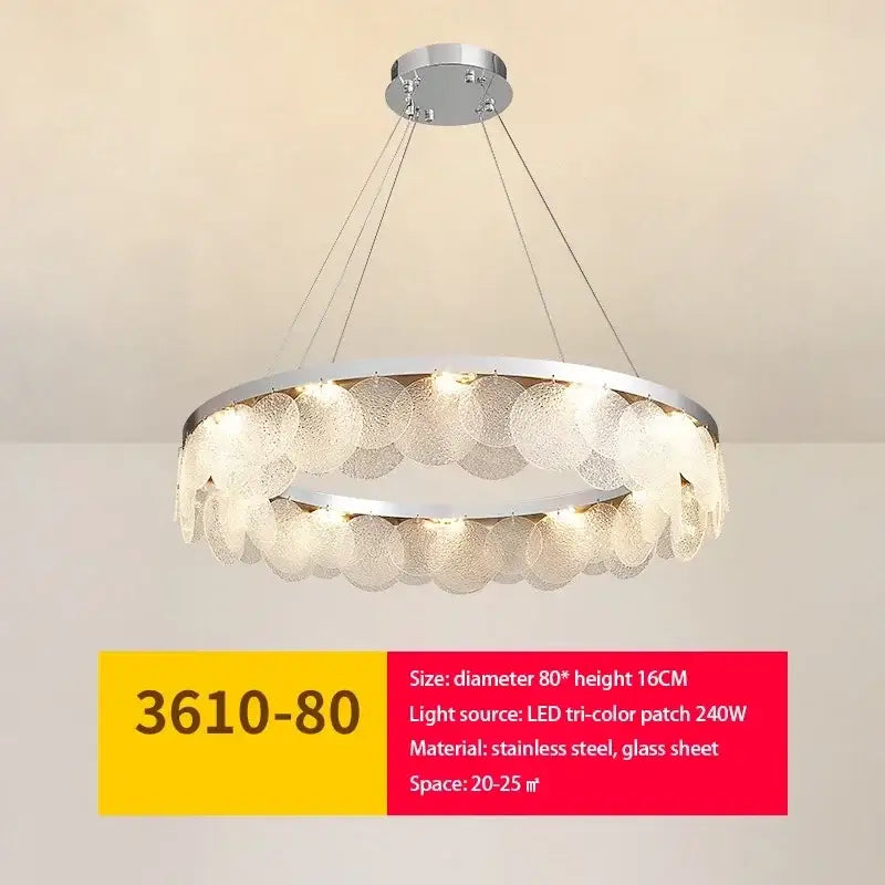 Modern metal glass chandelier led ceiling lamp living room decor