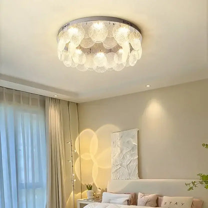Modern metal glass chandelier led ceiling lamp living room decor
