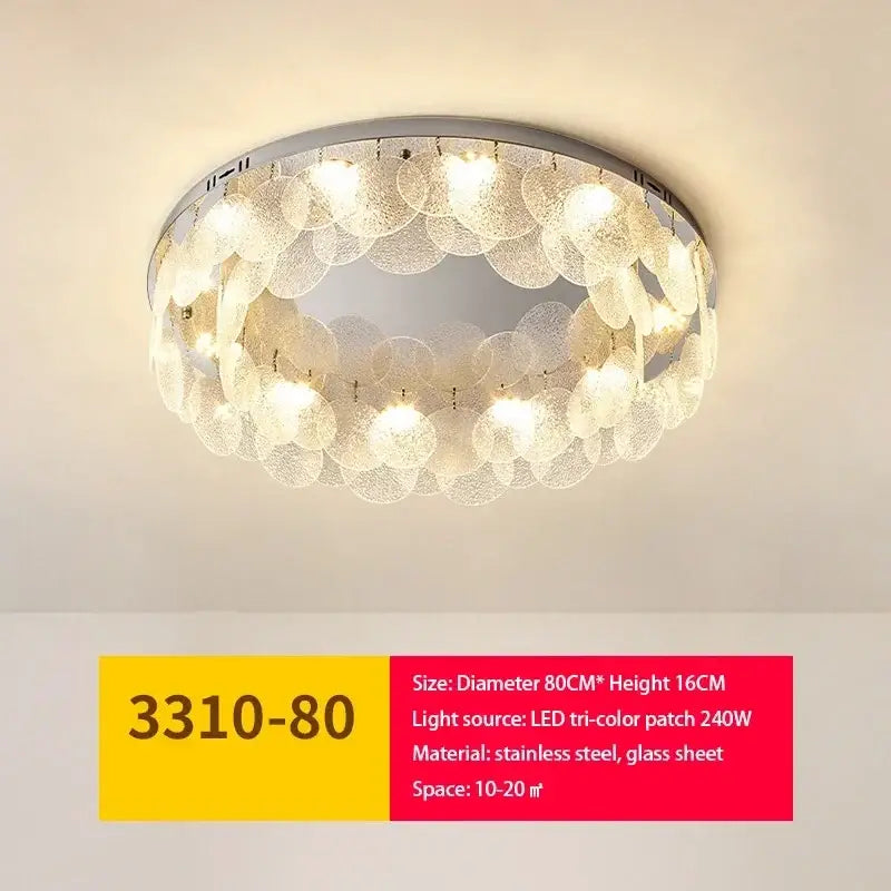Modern metal glass chandelier led ceiling lamp living room decor