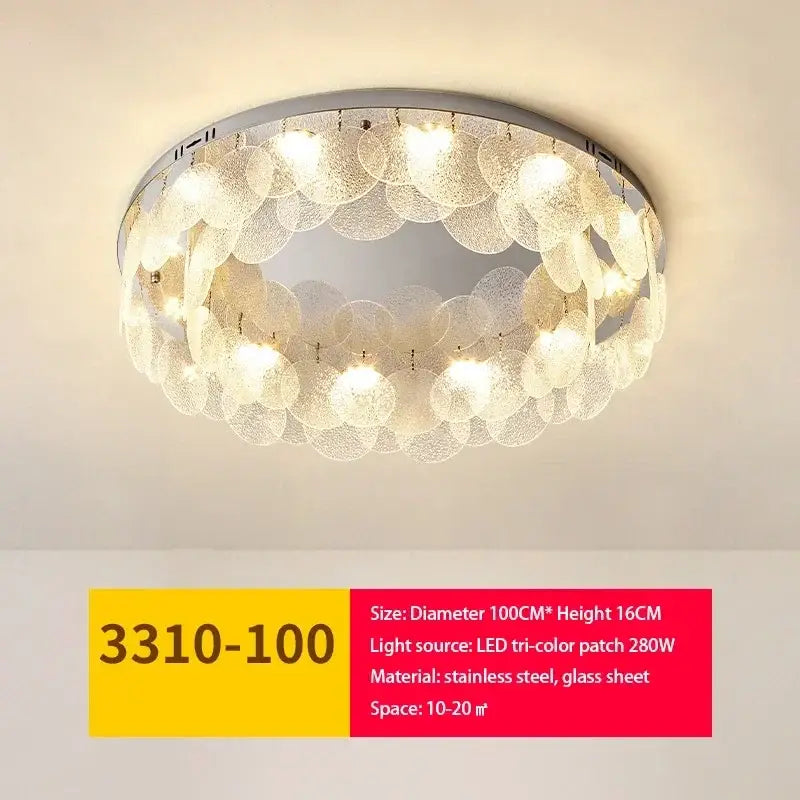 Modern metal glass chandelier led ceiling lamp living room decor