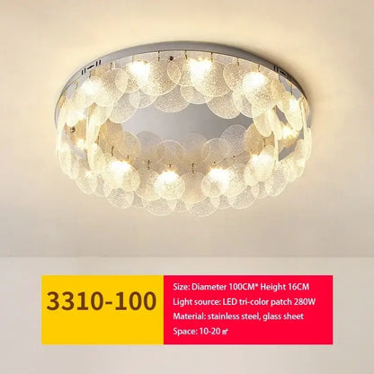 Modern metal glass chandelier led ceiling lamp living room decor