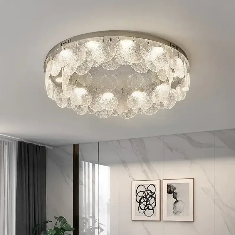 Modern metal glass chandelier led ceiling lamp living room decor
