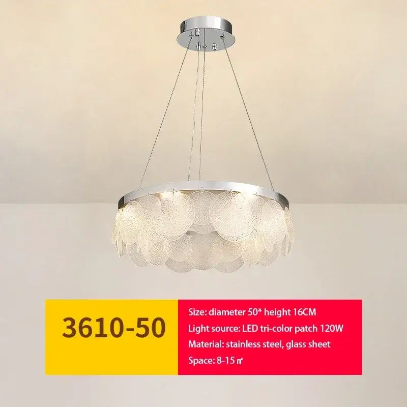 Modern metal glass chandelier led ceiling lamp living room decor
