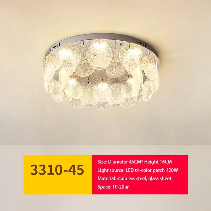 Modern metal glass chandelier led ceiling lamp living room decor