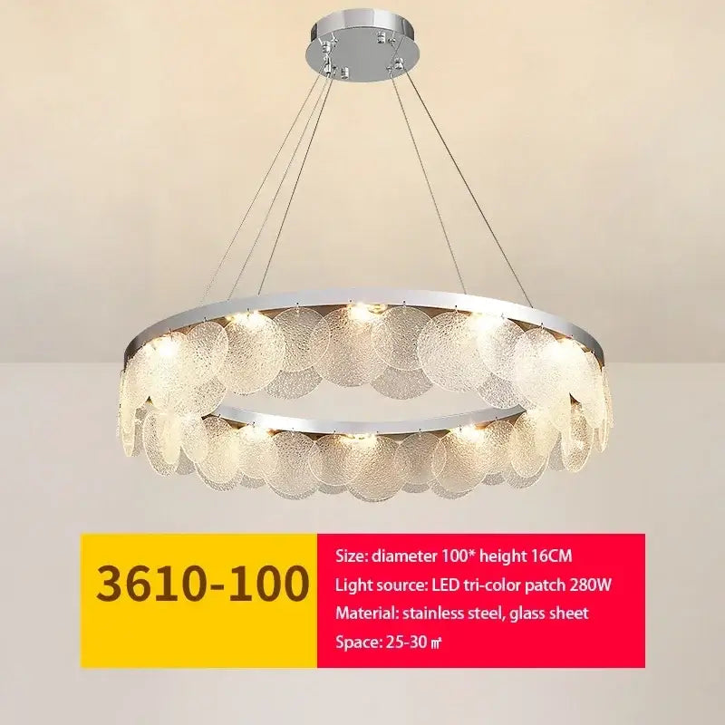 Modern metal glass chandelier led ceiling lamp living room decor