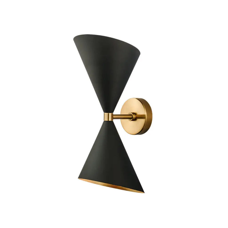 DecorBites™ Modern Metal Hourglass Wall Mount Light Fixture with 2 Bulbs - Black Wall Lighting