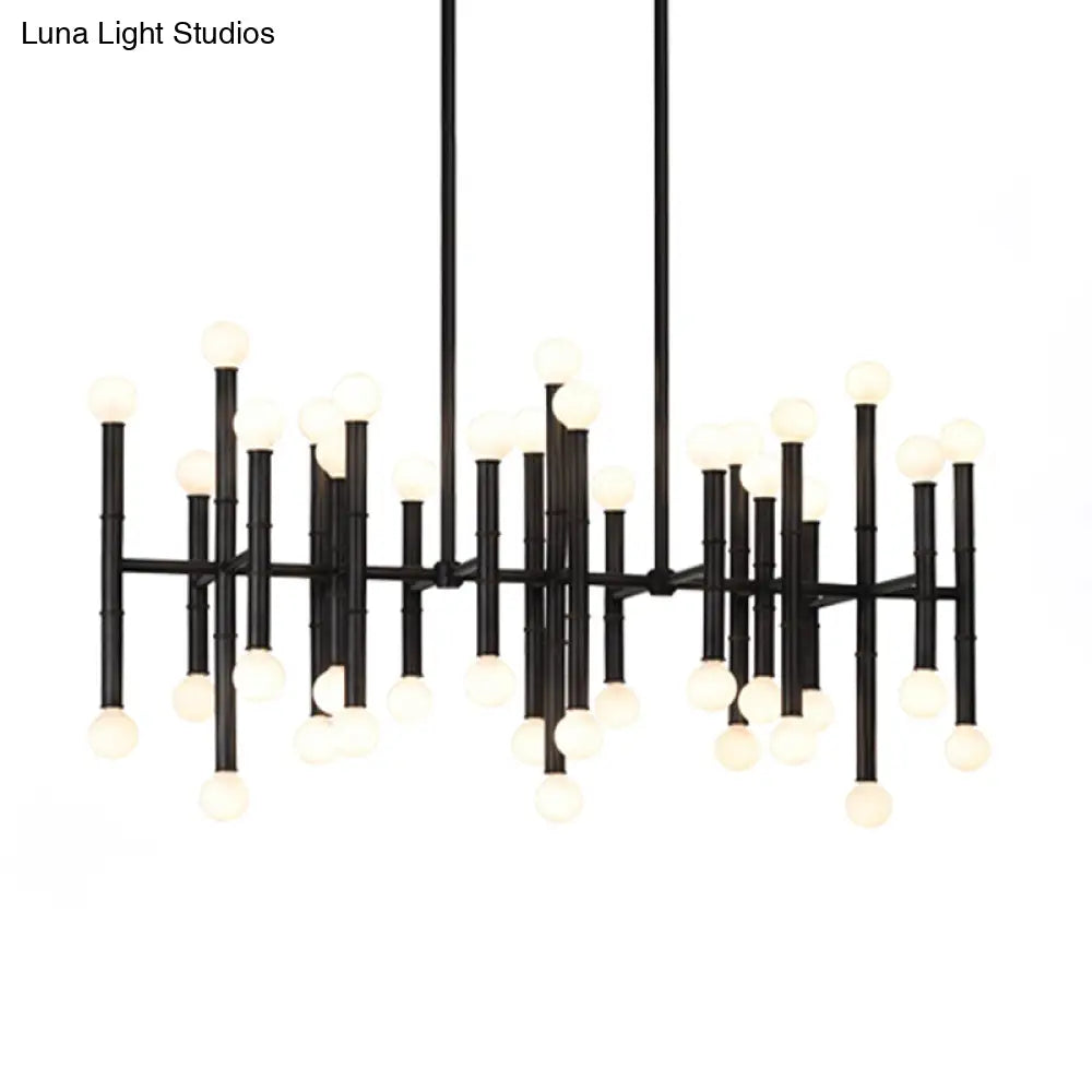 DecorBites™ Modern Metal Island Light - Multi-Rod, 42-Head, Black/Chrome/Gold - Up & Down Lighting Fixture