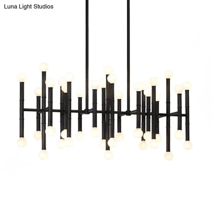 DecorBites™ Modern Metal Island Light - Multi-Rod, 42-Head, Black/Chrome/Gold - Up & Down Lighting Fixture