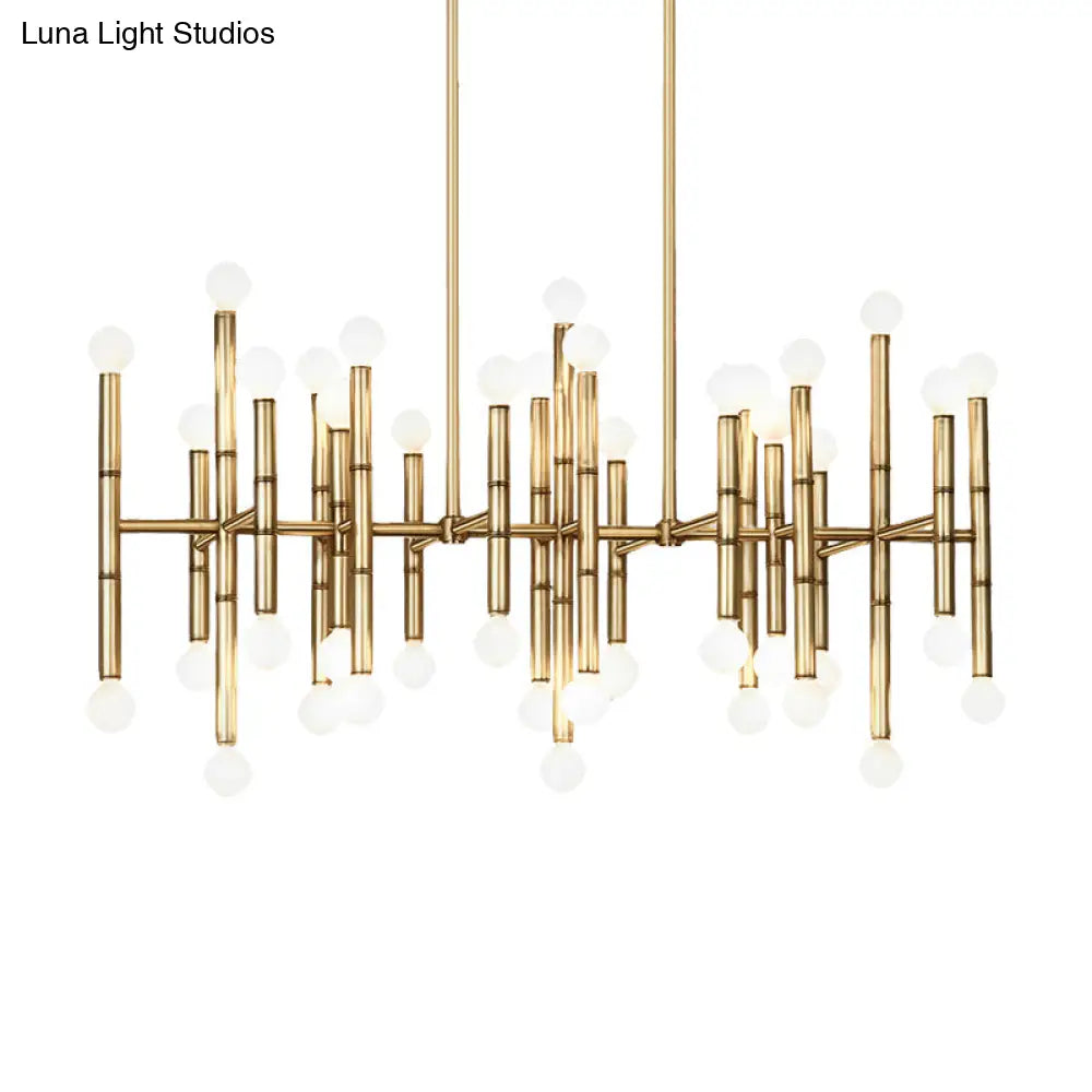 DecorBites™ Modern Metal Island Light - Multi-Rod, 42-Head, Black/Chrome/Gold - Up & Down Lighting Fixture
