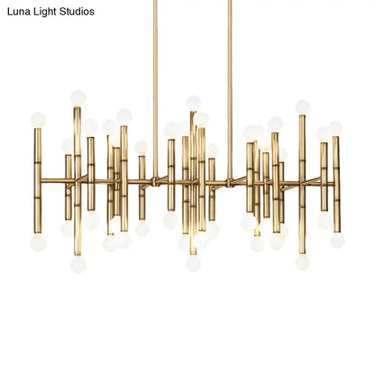 DecorBites™ Modern Metal Island Light - Multi-Rod, 42-Head, Black/Chrome/Gold - Up & Down Lighting Fixture