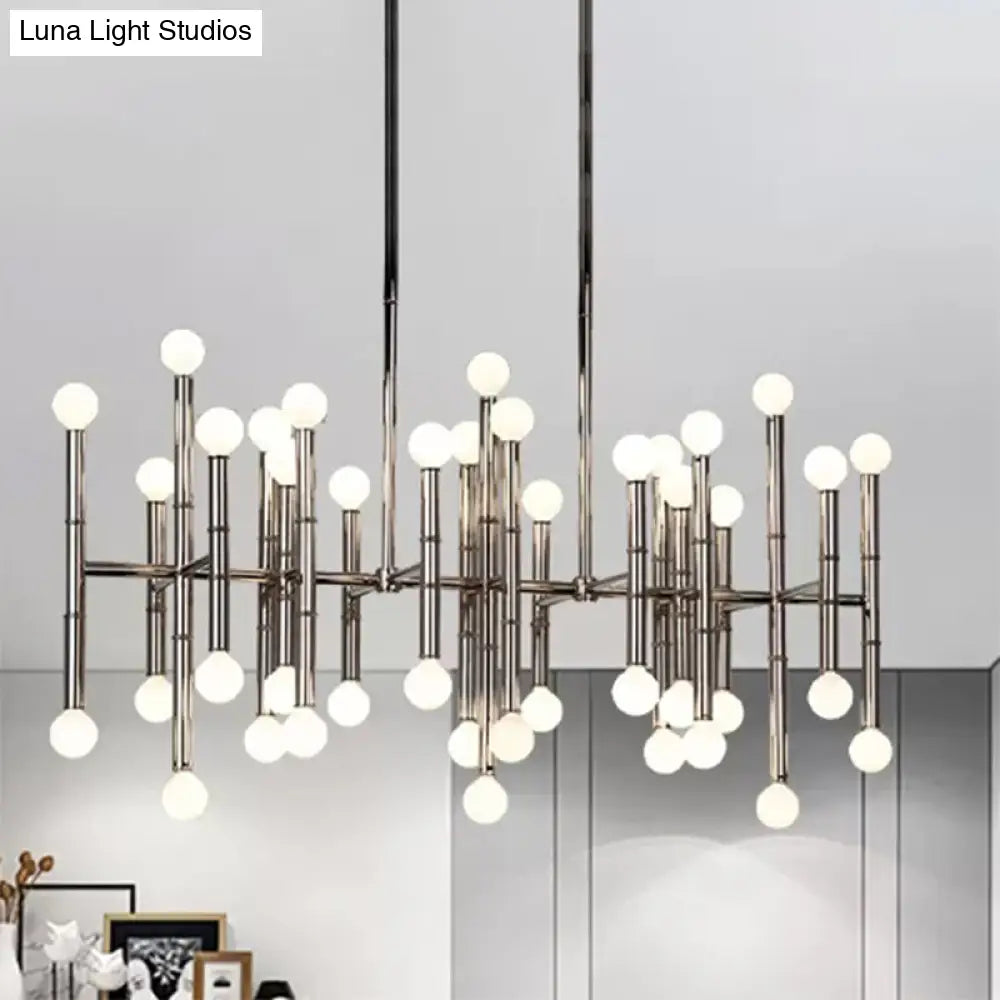 DecorBites™ Modern Metal Island Light - Multi-Rod, 42-Head, Black/Chrome/Gold - Up & Down Lighting Fixture