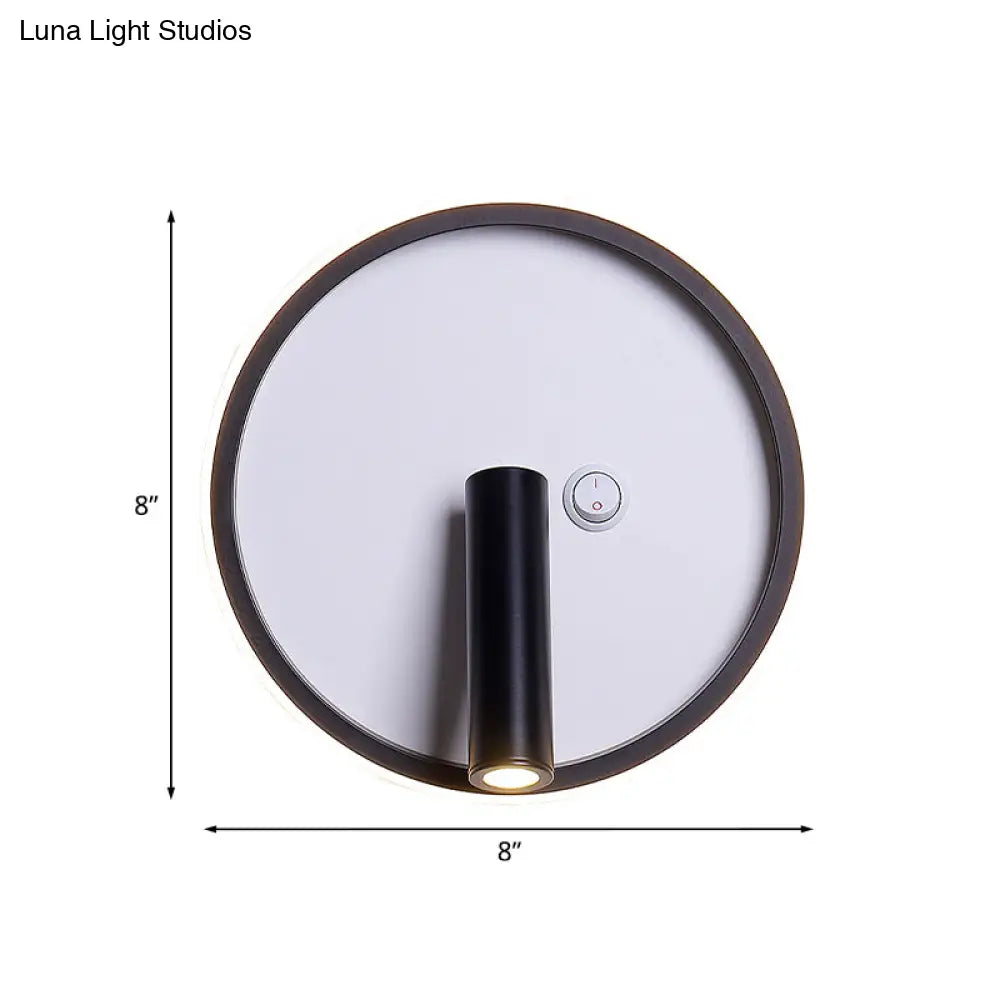 DecorBites™ Modern Metal LED Bedside Wall Sconce in Black, White/Warm Light - Circle/Square/Ellipse Design