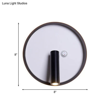 DecorBites™ Modern Metal LED Bedside Wall Sconce in Black, White/Warm Light - Circle/Square/Ellipse Design