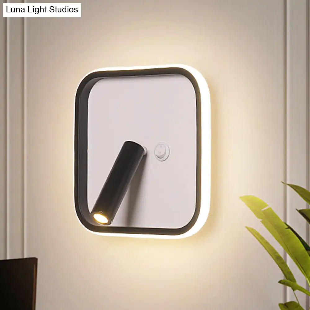 DecorBites™ Modern Metal LED Bedside Wall Sconce in Black, White/Warm Light - Circle/Square/Ellipse Design