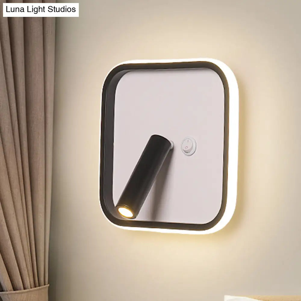 DecorBites™ Modern Metal LED Bedside Wall Sconce in Black, White/Warm Light - Circle/Square/Ellipse Design