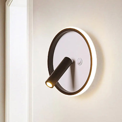 DecorBites™ Modern Metal LED Bedside Wall Sconce in Black, White/Warm Light - Circle/Square/Ellipse Design