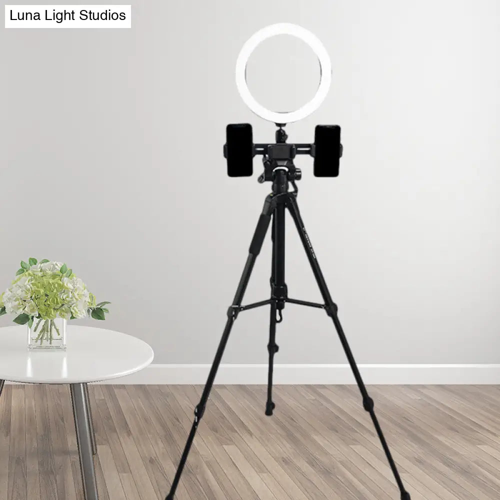 DecorBites™ Modern Metal LED Vanity Lamp with USB and Round Shade - Black Tripod Design