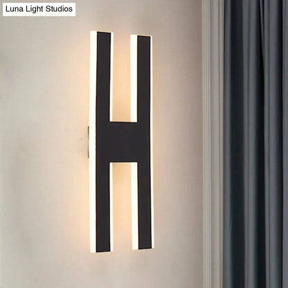 DecorBites™ Modern Metal LED Wall Lamp with Alphabet Design - White/Black Sconce Light for Bedside in White/Warm Glow