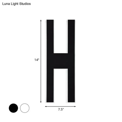 DecorBites™ Modern Metal LED Wall Lamp with Alphabet Design - White/Black Sconce Light for Bedside in White/Warm Glow